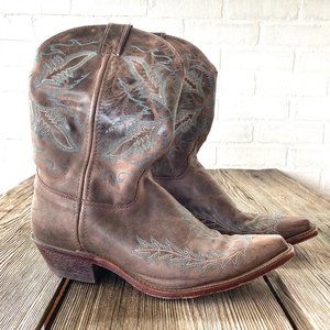 Justin Distressed Chocolate Western Boot Size 10 B